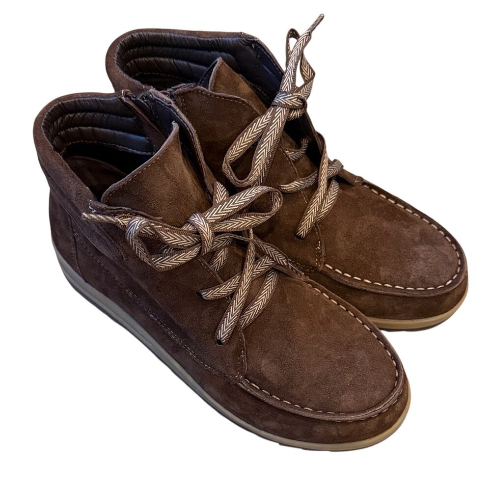 NWOT David Tate Chocolate Suede Chukka side zip forest Boots Y2K  7.5